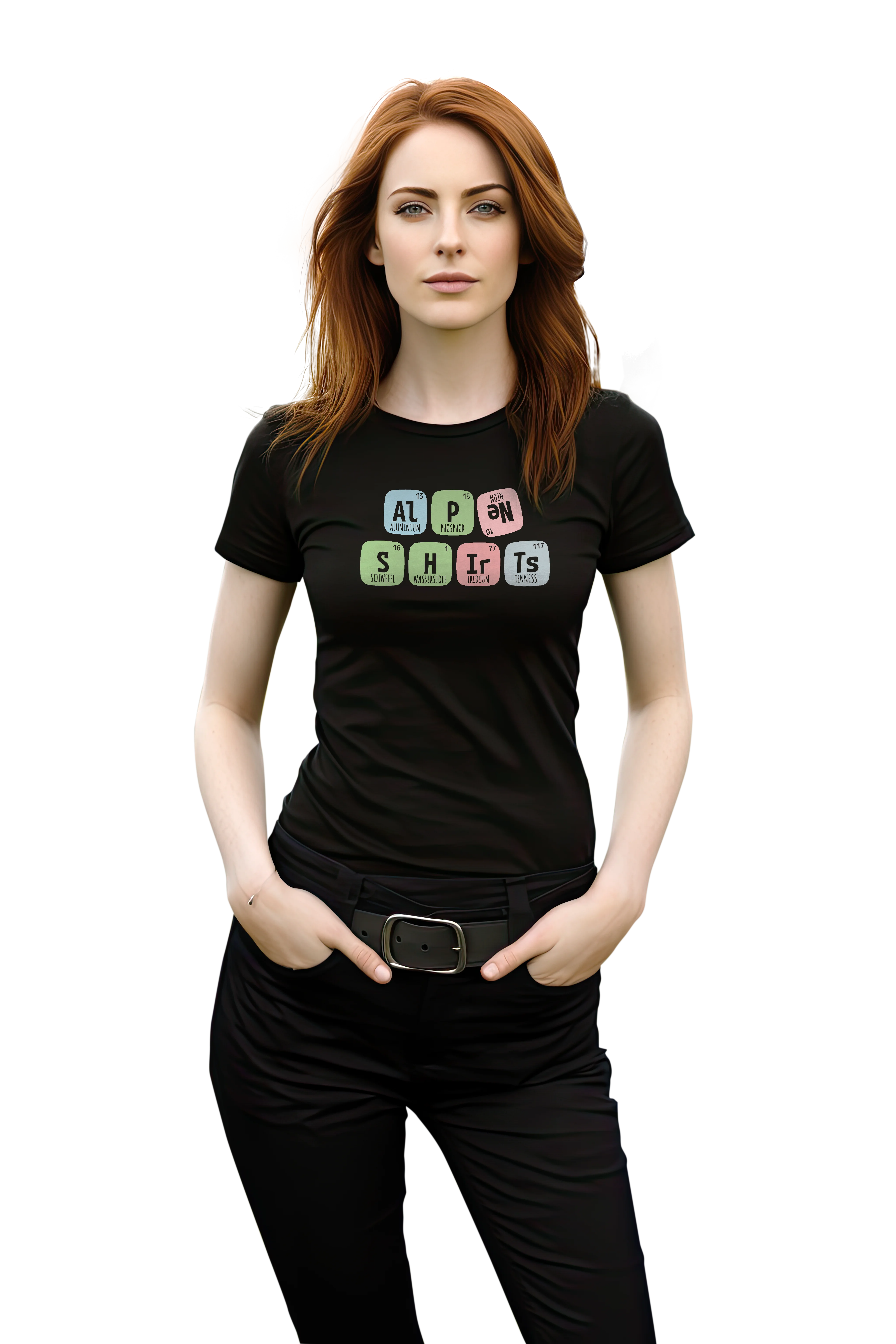 Das Wort Alpenshirts mit Elementen des Periodensystems geschrieben